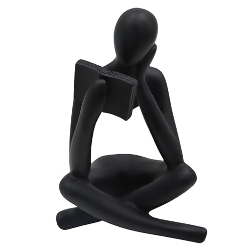 Jinkoozz Reading Women Statue, Thinker Sculptures, Abstract Art Ornament, Modern Aesthetic Figurine Decoration, Suitable for Home Living Room Bedroom Office Shelf Table Desk Bookshelf Decor - color: Black Right, size: Small