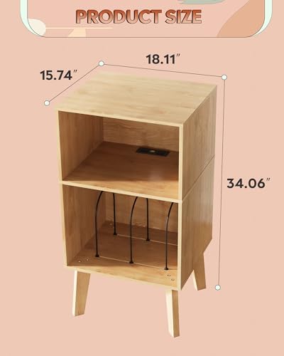 WLIVE Modern Nightstand with Storage, Small Space Bedside Table, End Table for Bedroom & Living Room, Mid Century Night Stand with Open Shelf & Sturdy Wood Legs, Light Oak - color: Natural Oak