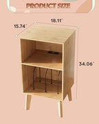 WLIVE Modern Nightstand with Storage, Small Space Bedside Table, End Table for Bedroom & Living Room, Mid Century Night Stand with Open Shelf & Sturdy Wood Legs, Light Oak - color: Natural Oak
