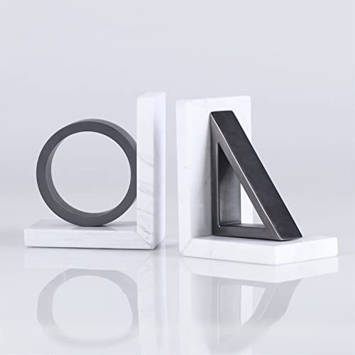 Bookend Modern Light Luxury Book End/Book Organizer Black and White Geometric Natural Marble Bookends Study Shelves Decorative Bookends Ornaments Book Ends