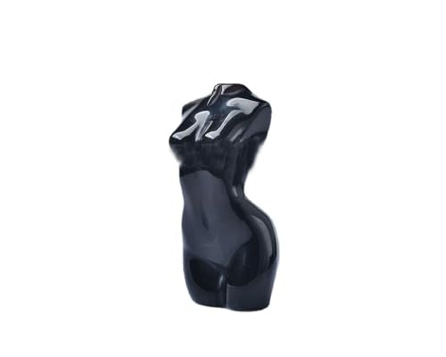 Natural Black Obsidian Crystal Female Model Figurine Hand Carved Body Sculpture Statue Gemstone Small Figurine Reiki 3 Inch Home Office Decor Ornaments 100-150 Grams - color: Black Obsidian
