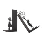 Girl with Balloon Silhouette Bookends, Banksy Arts, Iconic Figure Book Stand, Street Arts, Graffiti Art, Hope Themed Bookend, Decorative Balloon Girl Book Stand, Flying Balloon Girl Book Holder