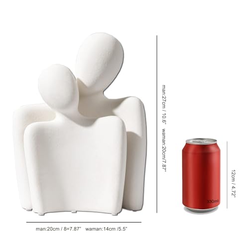 Hugging Couple Statues Ceramic Lover Figurine Characters Book Shelf Coffee Table Decor for Home (White) - color: White