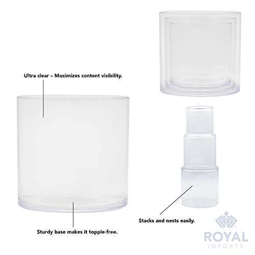 Royal Imports Flower Acrylic Vases Cylinders - Decorative Centerpiece for Home or Wedding - Non Breakable Plastic, 1-Set of 3 Sizes: 4", 5", 6" - Clear - size: 4", 5", 6" - Set of 3