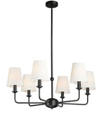 6-Light Black Pendant Chandelier with Fabric Shades, E12 Base - Farmhouse & Industrial Style for Kitchen, Living Room, Dining Room, or Bedroom Lighting - color: 6 Light+Black