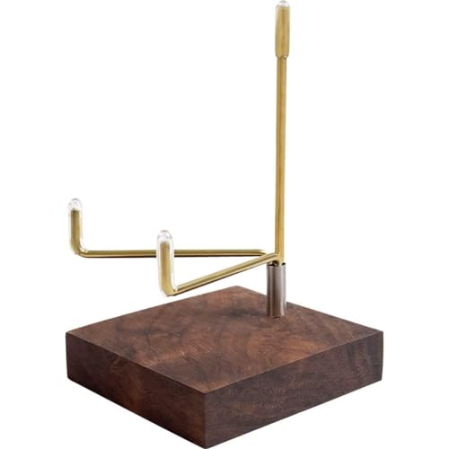 Adjustable Brass Crystal Display Stand with Walnut Base Mineral Specimens Display Stand Rock Display Easel Metal Display Holder for Stones Geodes Fossils Spheres Agate Slices L/Tripod