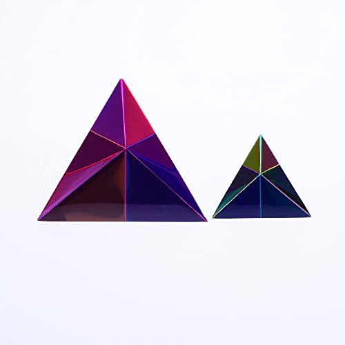 CMY Cubes The Ignis (50mm) - Cyan, Magenta & Yellow Polyhedron - Subtractive Color Mixing Optical Tetrahedron - Teaches Subtractive Color Mixing - Educational, Physics & Kinetic Art Desk Object