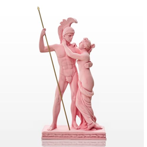 Velvet Flocked Statue Ares & Aphrodite, Flocked Sculpture Mythological Symbolism Figurine for Living Room, Bookshelf, Offices, Table Decor (Pink) - color: Ares & Aphrodite-pink