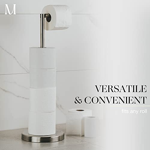 Marmolux Acc - Free Standing Toilet Paper Holder Stand Brushed Steel Finish 1pc - Storage for 4 Rolls of Toilet Tissue SUS 304 Stainless Steel Bathroom - Toilet Holder - color: Steel Brushed