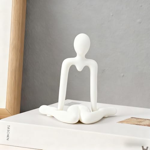 Abstract Thinker Statue, White Minimalist Abstract Sculpture Statue, Modern Art Decoration for Home Office Desk Decoration (White Style A)