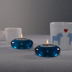 Handmade Decorative Pebble Tealight Candle Holder Set of 2 - Handcrafted Home Decor Accent for Calming Earthy Aesthetic Blue Diameter 3 inches - Resin