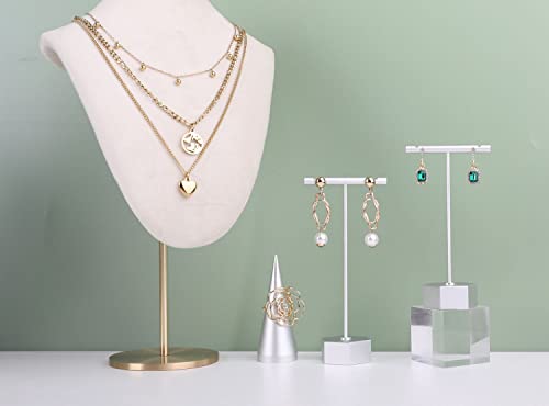 GemeShou Metal 2pcs Earring T Stand Silver Retail Display Holder for Show, White T Bar Jewelry for Online Store Photography 【Silver-Hexagon Base 2pcs Height 4.5" and 5.3"】 - color: C1/Silver Hexagon Base 2pcs Height 4.5" and 5.3"