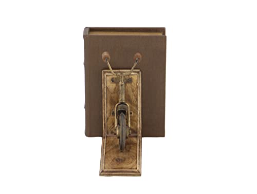 Deco 79 Wooden Bike Decorative Bookends Non Skid Bookends, Set of 2 Office Bookends7"W, 9"H, Brass
