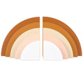 JarThenaAMCS 2Pcs Boho Rainbow Wood Bookends Arch Book Stands Non Skid Decorative Book Ends for Home Nursery Office Library Books Movies CDs Supplies