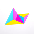 CMY Cubes The Ignis (50mm) - Cyan, Magenta & Yellow Polyhedron - Subtractive Color Mixing Optical Tetrahedron - Teaches Subtractive Color Mixing - Educational, Physics & Kinetic Art Desk Object
