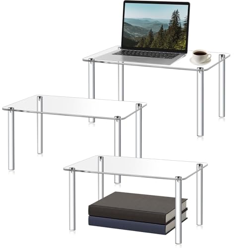 3 Pcs 17, 16, 15 Inch Extra Large Acrylic Risers Display Stands Rectangular 4-leg Acrylic Plant Stand, 6mm Thick Clear Shelf Riser Display Stands for Decor Collectibles Figures and Item Photography - size: 17×11×9 in，16×10×8 in，15×9×7 in