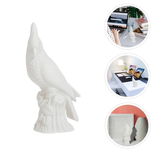 BESPORTBLE Collectible Animal Art Unpainted Ceramic Parrot Figurine Sculpture Porcelain Statue Table Decor Ornaments