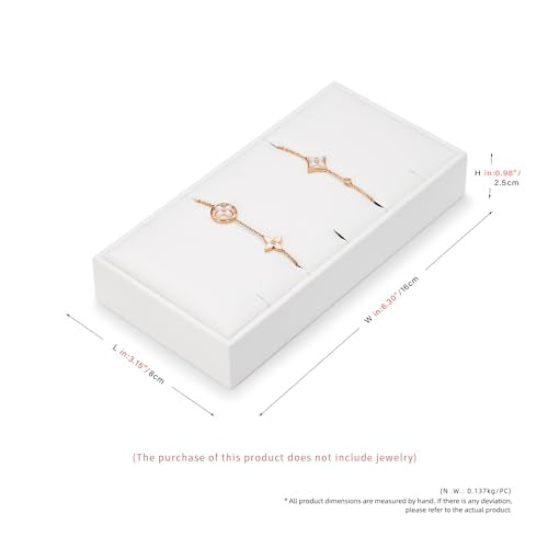 5 Slot PU Leather Bracelets Jewelry Stand Drawer Jewelry Organizer Tray Pendant Necklace Display Holder (White) - size: 0.98" x 6.3" x 3.15"