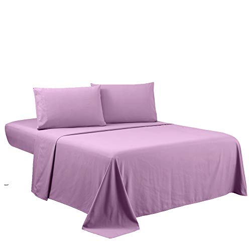 Sfoothome Lavender Queen Sheets Set - Hotel Luxury 4-Piece Bed Set, Extra Deep Pocket, 1800 Series Bedding Set, Wrinkle & Fade Resistant, Sheet & Pillow Case Set (Queen, Lavender) - color: Lavender-4 Pieces, size: Queen