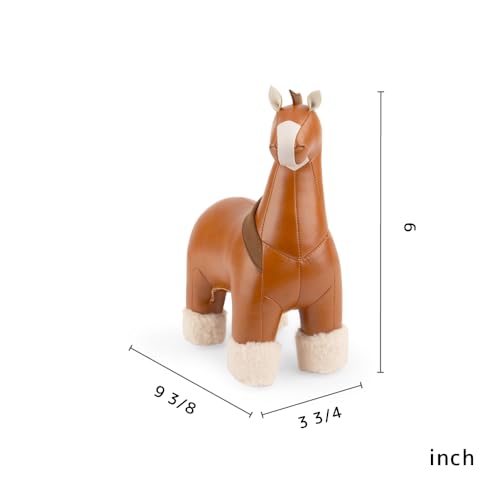 Zuny Handmade Leather Horse Shire Design Bookend, Draft Horse Animal Decor for Bookshelf Desk, Single Decorative Book Stopper Sculpture for Shelves, for Home, Brown, 9.4 x 3.8 x 9, Gaze Series - color: Horse Shire