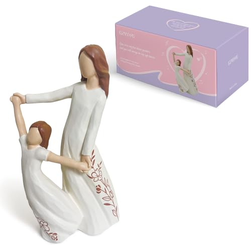 Mother Daughter Dancing Resin Figurine, 6.1" H,Cherished Gifts for Mom & Daughter, Birthday Wedding Mother's Day Timeless Keepsake Decor - style: Dance