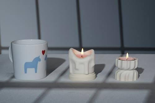 Handcrafted Tealight Candle Holder Designed as a Melting Candle; Handmade Tea Light Candle Holder; Bathroom, Living Room Mantel, Entryway, Buffet and Dining Table Decoration White - color: White