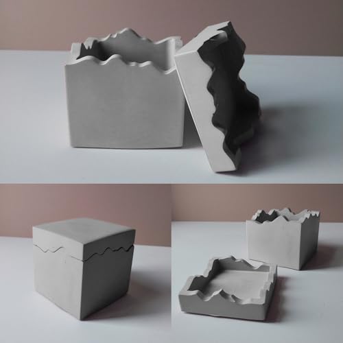 Square Box Mold with Irregular Edges, Creative Candle Vessels Jewelry Holder Resin Concrete Molds, Unique Storage Container Jar Dish Display Silicone Molds DIY Epoxy Resin Art Craft Kit