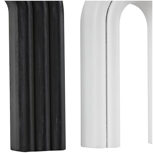 CosmoLiving by Cosmopolitan Wooden Geometric Decorative Sculpture Layered Arch Home Decor Statues, Set of 2 Accent Figurines 9", 7"H, Black