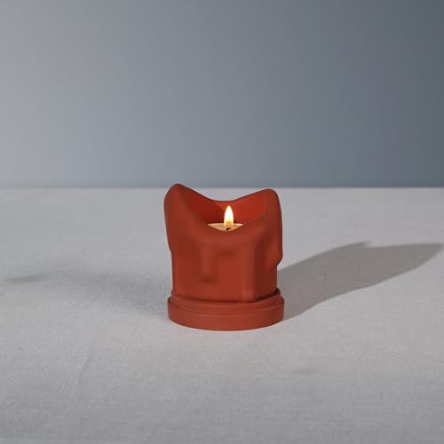 Handcrafted Tealight Candle Holder Designed as a Melting Candle; Handmade Tea Light Candle Holder; Bathroom, Living Room Mantel, Entryway, Buffet and Dining Table Decoration Red - color: Red