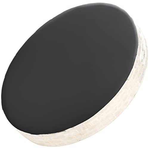 Mother of Pearl Decorative Serving Tray, 12 Inch Round Decorative Table Tray, Wood Coffee Table Ottoman Tray with Handles for Home Decor, Centerpiece Display,Tea, Breakfast