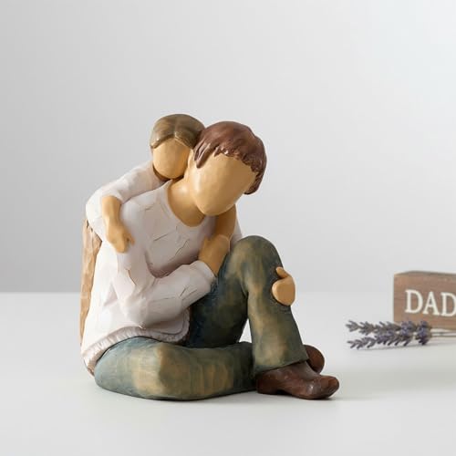 NAN ZAI NAN FANG Father Daughter Figurine Personalized Birthday Fathers Day Valentines Gifts for Dad from Daughter 4.7" Resin Hand Painted Sculpture in Memory of Dad Statues for Home Decor - style: Father and Child