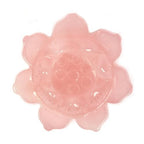Justinstones Carved Rose Quartz Gemstone Lotus Flower Green Aventurine Lotus Leaf Home Office Decor - color: Flower and Leaf
