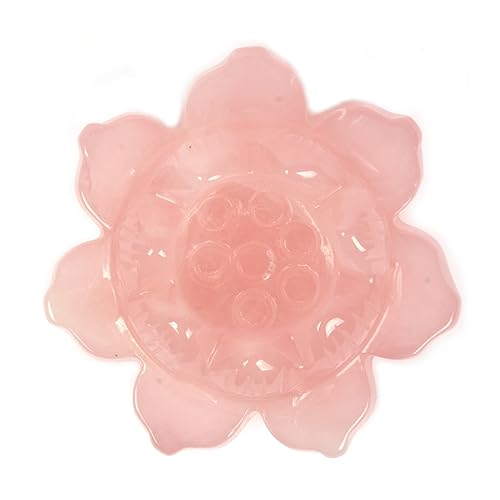 Justinstones Carved Rose Quartz Gemstone Lotus Flower Green Aventurine Lotus Leaf Home Office Decor - color: Flower and Leaf