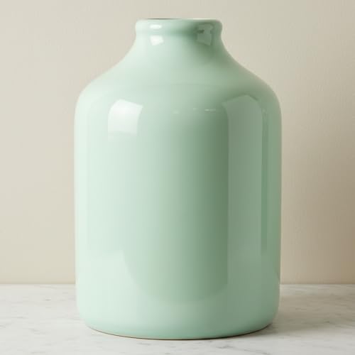 Sunddo Green Ceramic Vase for Centerpieces, 8 Inch Modern Decorative Vase for Pampas Grass, Minimalist Flower Vases Home Decor, Dining Room, Fireplace Decor, Living Room, Easter Table Decoration - color: Light Green, size: 8 inch