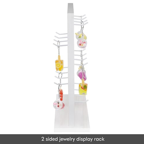 Ikee Design 5 Tiers Free Assemble Wooden Jewelry Display Rack with 20 Removable Metal Hooks,Earring Card Display Stand,Jewelry Organizer,Bracelet Organizer,Keychain Display Stand,Wash White - color: 7) Wash White w/White Hook