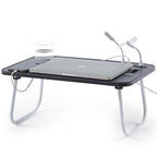 Nestl Foldable Lap Desk - Portable Laptop Stand for Bed, Couch, Work, Reading & Writing - USB Ports, Small Laptop Tray, Black - size: Premium Small