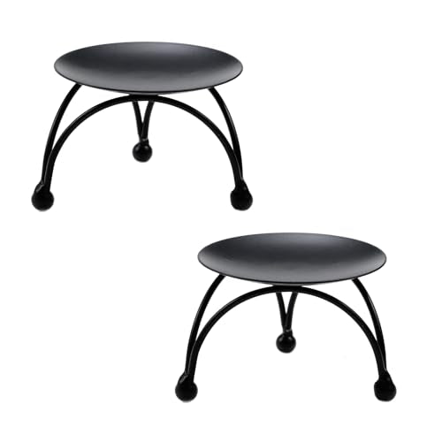 Geesatis 2 Pcs Candlesticks for Pillar Candles Metal Modern Style Pillar Candle Holder Stand Plate Candle Tray for Party, Black - color: Black