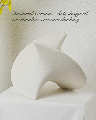 UPWOIGH White Ceramic Inspired Decor, 5.12x7.28x5.12 in Handmade Premium Personalized Ceramic Balancing Sculpture for Living Room,Table Décor,1Pack - color: White Ceramic Inspired Décor