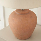 Nourison Home 20" Rustic Terracotta Ceramic Table Lamp with Fabric Shade, Bedside Nightstand Lamp for Bedroom, Living Room, Entryway - color: Terracotta