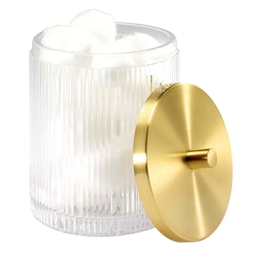 Nicole Miller - Covered Jar, Glass Countertop Accessories, Dorm Room Essentials (Louise Collection, Clear) - size: Jar