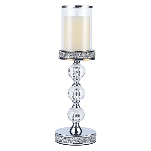 Pillar Candle Holders, Candle Holder for Pillar Candle, Candlesticks Holder for Coffee Dining Table,Wedding, Home Ceterpieces, Home Decor CH00XL - size: 3 crystal balls