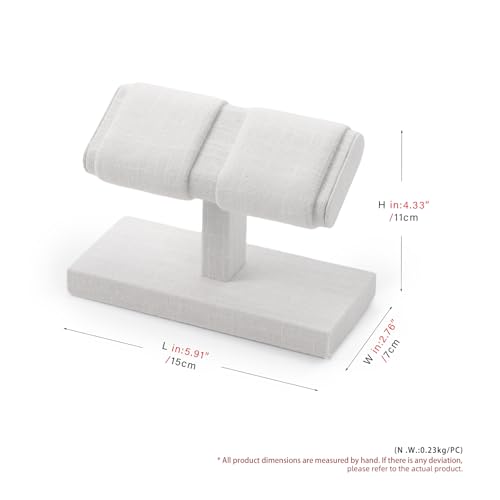 Microfiber Watch Display Stand T-bar For Men And Women, Jewelry Holder Organizer For Wristwatch/Bracelet/Storage Display Rack (Linen) - color: Linen, size: 2 Slots