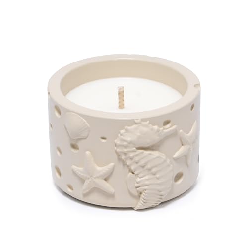 Hodao Oceanic Serenity Handcrafted Aromatherapy Box with Candle & Decor – Beach Rock Sculpture with Sea Turtle, Seashells, for Home, Bathroom, Yoga Room Decor (Brown-Seahorse) - color: Brown-seahorse