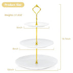 Lucky Will White Tiered Dessert Serving Tray for Kid's Party Supplies Favors 3 Tier Cupcake Cake Stand for Birthday Tea Afternoon Halloween Christmas Candy Bar - color: White