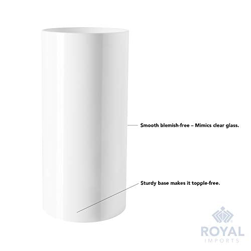 Royal Imports Flower Acrylic Vases Cylinders - Decorative Centerpiece Display for Home or Wedding - Non Breakable Plastic, 5X10 - White - size: 5"x10"
