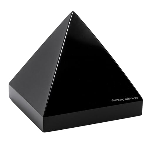 Amazing Gemstone Black Obsidian Pyramid Crystal Healing Stones - 2" Great Pyramid Figurine of Natural Stone Pyramid for Meditation, Reiki, Chakra Balancing and Crystal Pyramids Grid - color: Black Obsidian