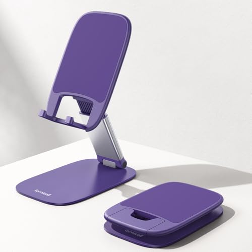 Lamicall Ultra-Thin Purple Phone Holder for Desk, Dark Purple Gifts for Women, Cellphone Stand Desktop Office Must Have, Cute Desk Accessories for iPhone 17 16 15 14 13 Pro Max, 4-8'' Smartphone - color: Purple