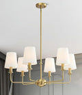 6-Light Brushed Gold Pendant Chandelier with Fabric Shades, E12 Base - Farmhouse & Industrial Style for Kitchen, Living Room, Dining Room, or Bedroom Lighting - color: 6 Light+Brushed Gold