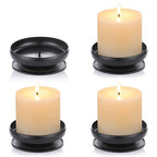 Pcs of 4 Spike Candle Holder Iron Candle Plate Pillar Candle Holder, Black, Decorative Iron Pillar Candle Plate, 3.6" Diameter Pedestal Candle Stand for LED & Wax Candles, Incense Cones, Spa, Weddings - size: 4 Pcs