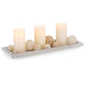 Romadedi Wooden Decorative Tray Candle Holder - 13.5 inch Wood Long Narrow Tray Home Decor Small Rustic Farmhouse Centerpieces Trays for Coffee Table Dining Room Living Room, Whitewashed